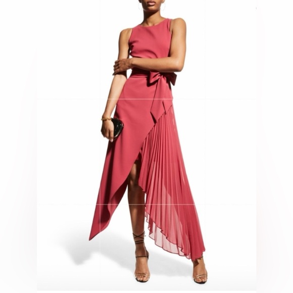 Badgley Mischka Dresses & Skirts - Badgley Mischka Asymmetrical Wrap Dress Pleated Midi Cocktail Spring Easter SZ 4
